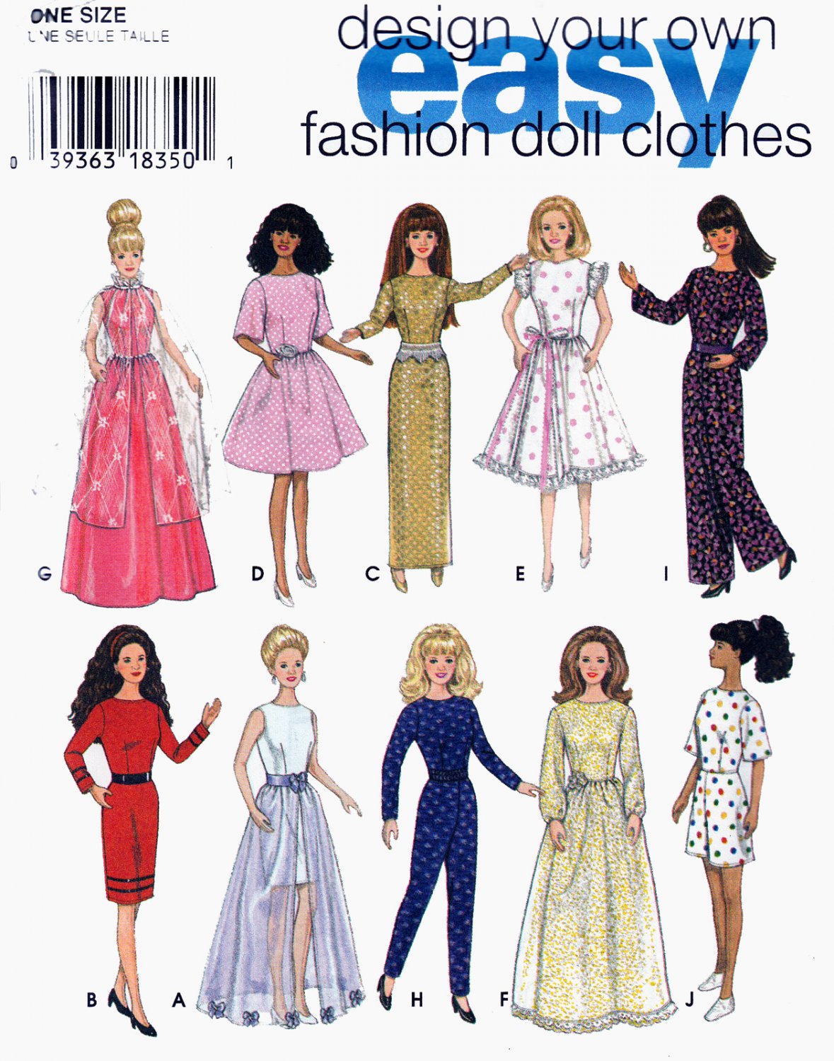 BARBIE DOLL PATTERN SIMPLICITY 9838 EASY WARDROBE UNCUT OOP