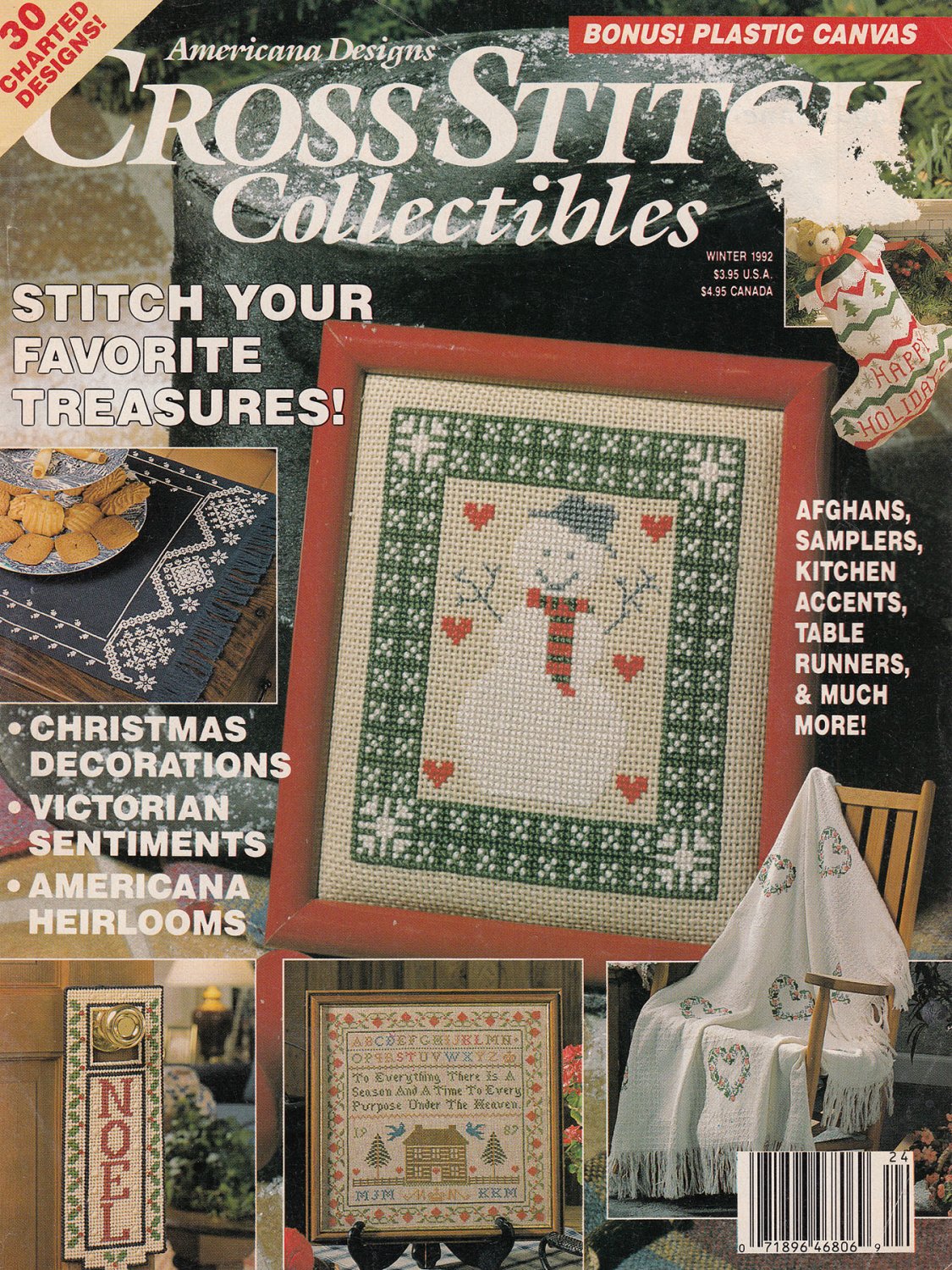 CROSS STITCH COLLECTIBLES CHRISTMAS COLONIAL AMERICANA STOCKING