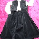 Vintage Women 70s Holiday Black Velvet Vest & Skirt S