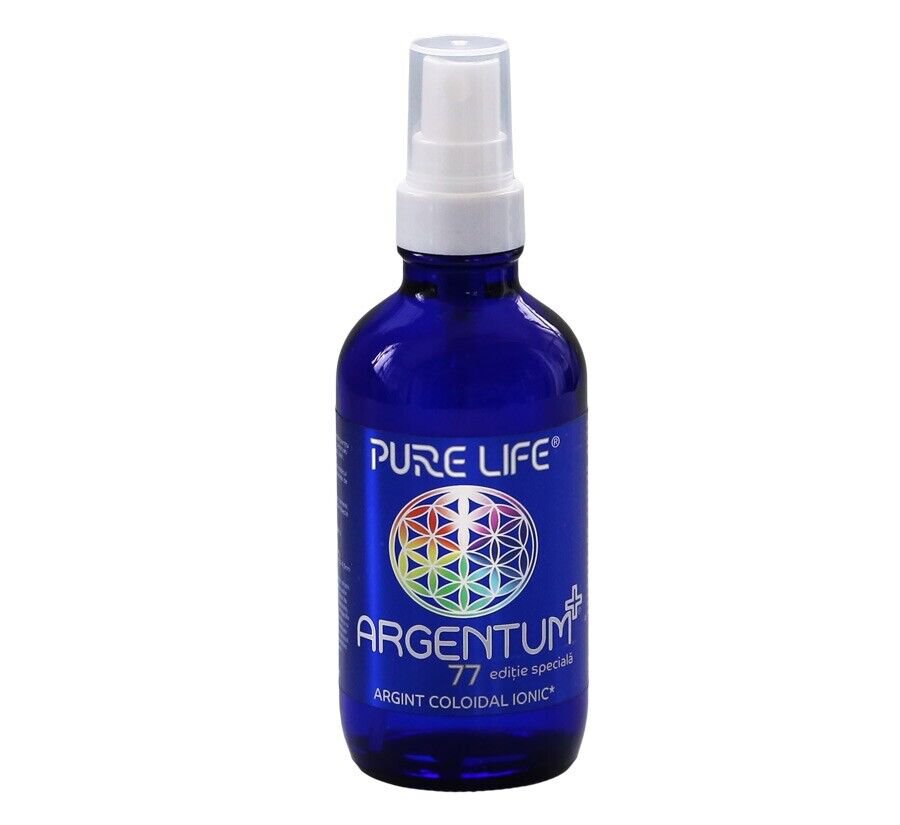 Pure Life Argentum  Ionic Colloidal Silver 77ppm for Oral Use  98% Purity 120ml
