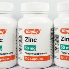 3x Rugby Zinc 50 mg (Zinc Sulfate 220mg) 100 Capsules