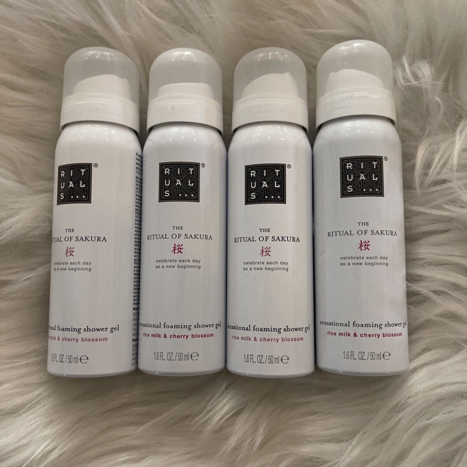 4 PACK RITUALS The Ritual of Sakura Cherry Blossom Foaming Shower Gel Travel 1.6oz