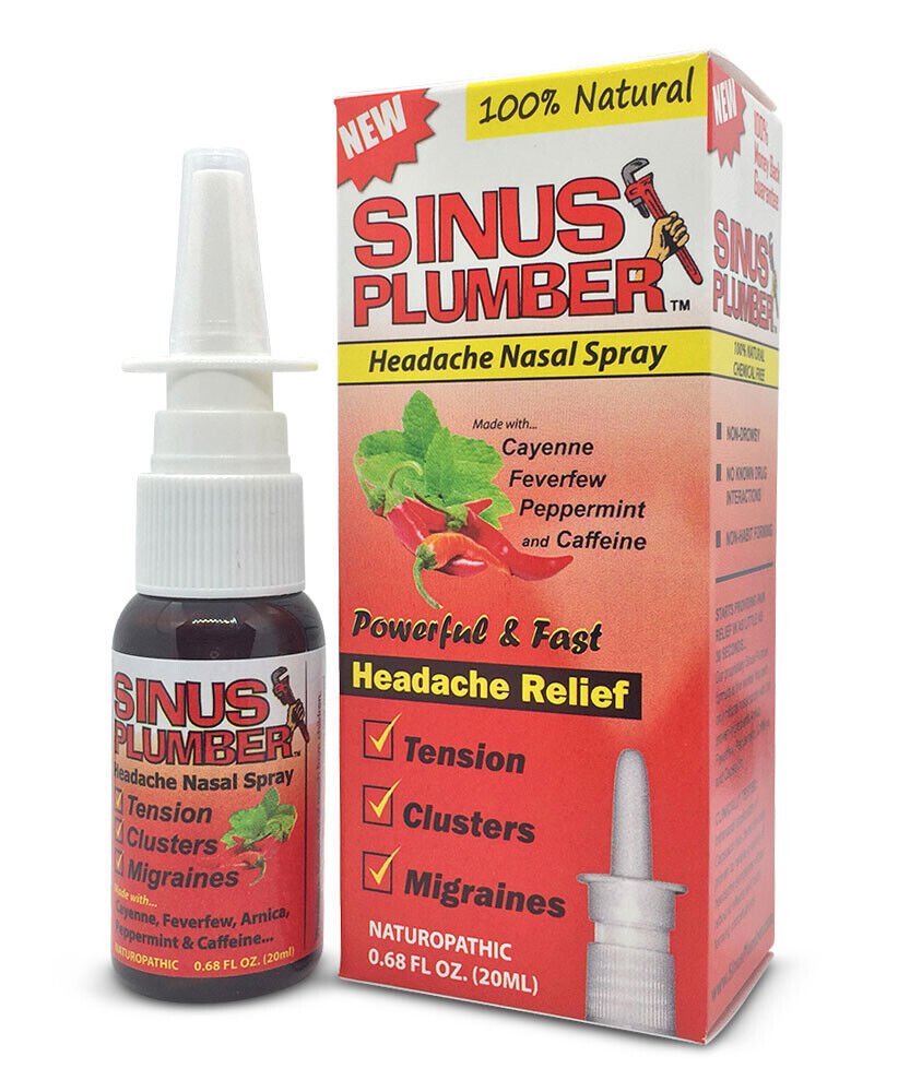 Sinus Plumber Migraine Headache Relief Nasal Spray with Capsaicin and Caffeine
