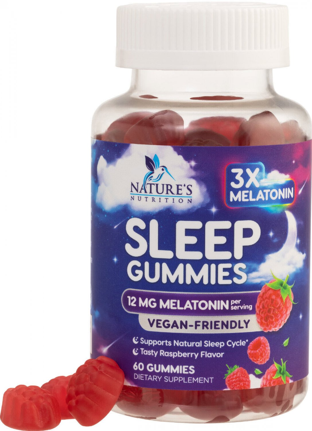 Melatonin Gummies 12mg, Extra Strength Sleep Aid Gummy for Natural ...