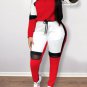 Two Piece Color-lump Tracksuit Pants Set Patchwork Sporty Long Sleeve