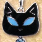 Lead Free Cat with Blue Eyes Pewter Pendant