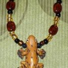 Ceramic Lizard with Glass Beads Necklace