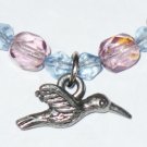 Silver Plated Hummingbird and Glass Beads Necklace