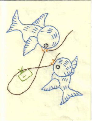 Handmade Embroidered Bluebird Notecards