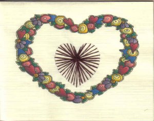 Handmade Embroidered Heart Cards