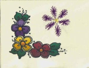 Handmade Embroidered Flower  Note Cards