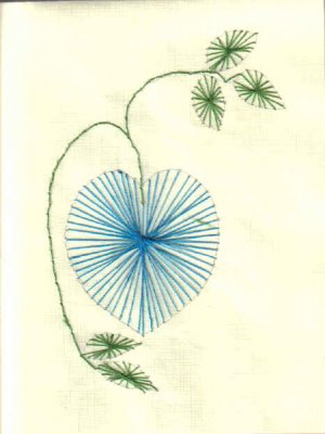 Blue Heart-shaped Flower Embroidered Notecards