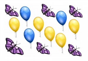 Butterflies and Balloons Flying