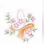 Hand Embroidered Basket of Flowers Greeting Card