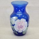 Hand Painted Cobalt Blue Glass Vase
