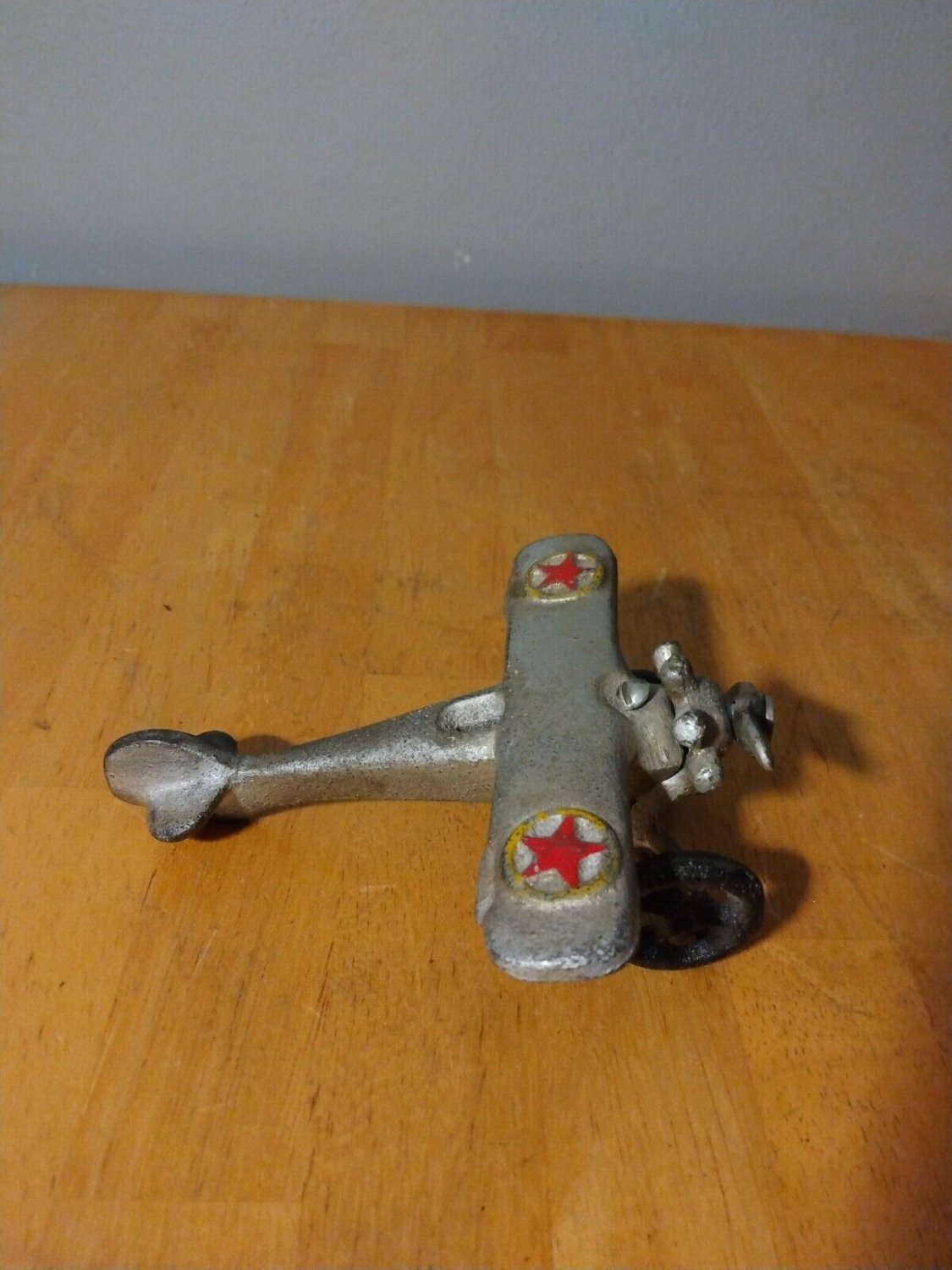 Vintage 1930s AC Williams Cast Iron Silver Military Aircraft Airplane