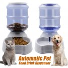 Pet Dog Cat Automatic Feeder Food Water Dispenser Waterer Feeding Dish Bowl 3.5L