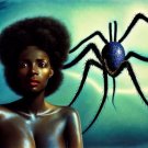 Blue Spider Stalking A Topless Black Woman
