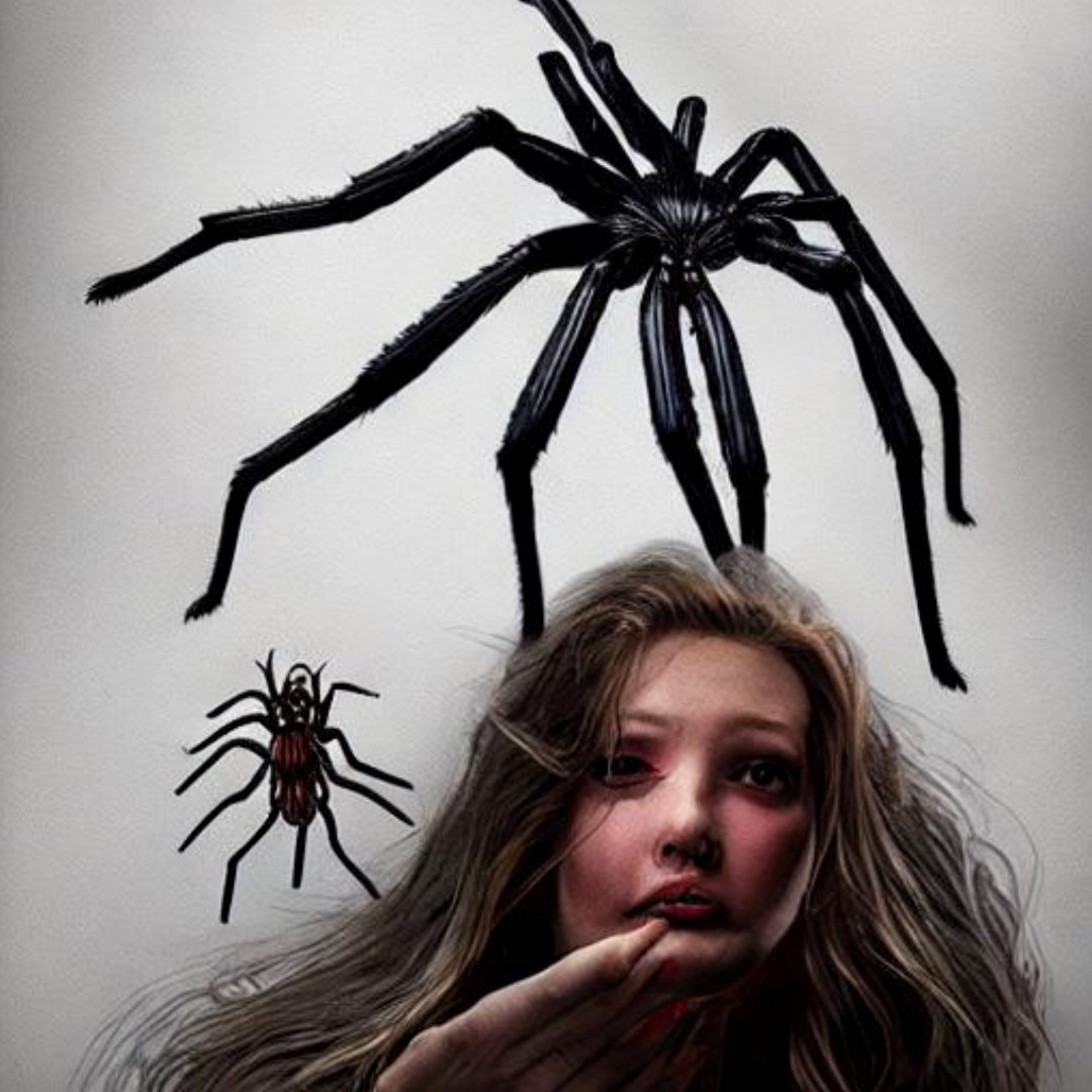 A Blonde Attaked By Spiders