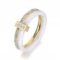 Unique Handmade Ceramic Crystal Rings for Women, Girls, Gold Stainless Steel | CZ Stones Rings