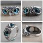 Unique Handmade Hand Crafted Adjustable Owl Ring Stunning Blue Eye Detail Bird Lover