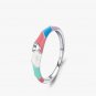 Modian 925 sterling silver ring Heart Rainbow Colour Enamel gift Ring For Women Cocktail Party Charm