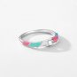 Modian 925 sterling silver ring Heart Rainbow Colour Enamel gift Ring For Women Cocktail Party Charm
