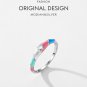 Modian 925 sterling silver ring Heart Rainbow Colour Enamel gift Ring For Women Cocktail Party Charm