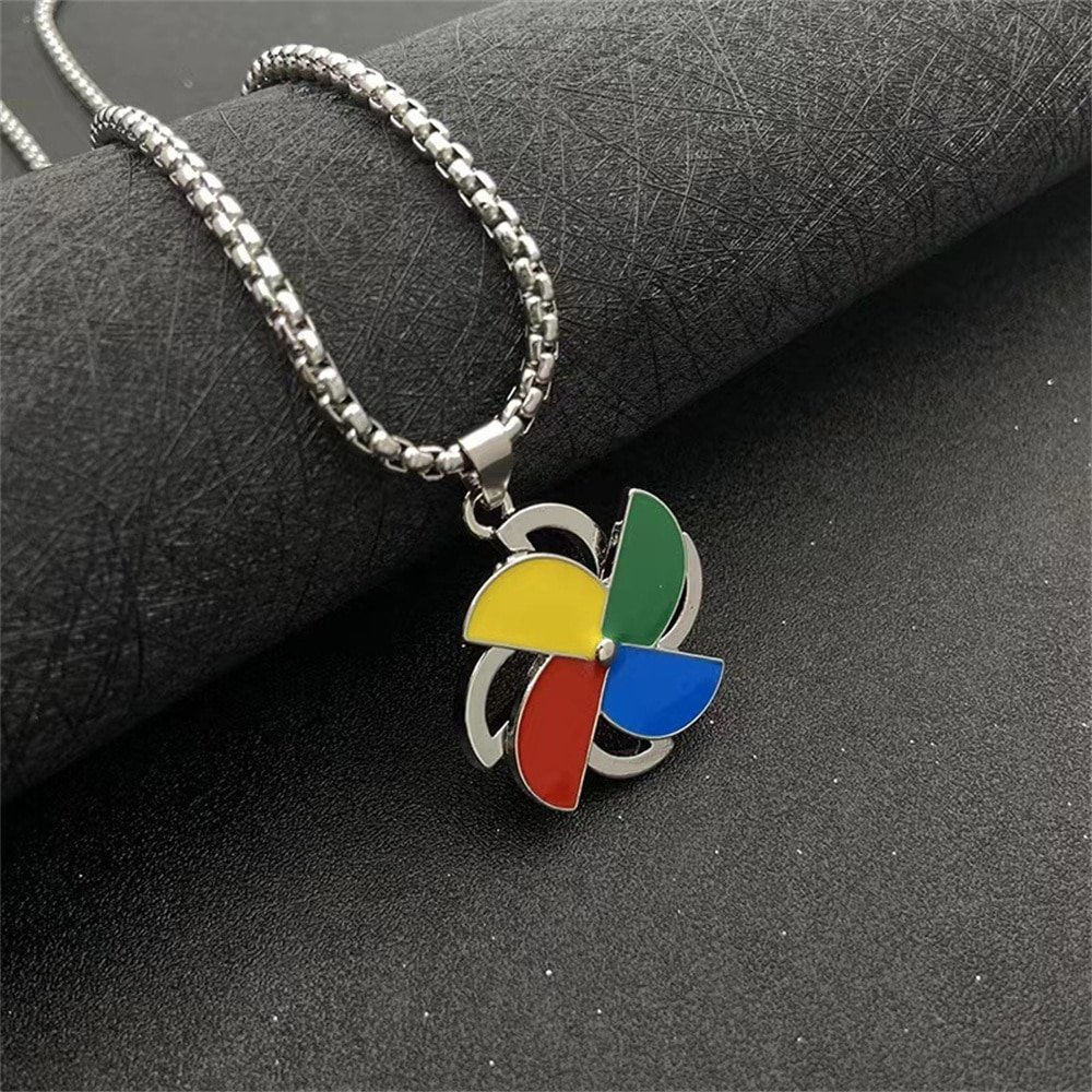 Rotating movable Necklace Multicolor small windmill pendant personalized hip-hop jewelry