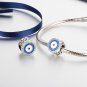 925 Sterling Silver Blue Evil Eye Charms Bracelets With Enamel & Clear CZ Charm Beaded Jewelry