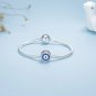 925 Sterling Silver Blue Evil Eye Charms Bracelets With Enamel & Clear CZ Charm Beaded Jewelry