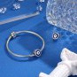 925 Sterling Silver Blue Evil Eye Charms Bracelets With Enamel & Clear CZ Charm Beaded Jewelry