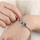 925 Sterling Silver Blue Evil Eye Charms Bracelets With Enamel & Clear CZ Charm Beaded Jewelry