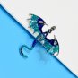 Stunning Large Shades of Blue Flying Dragon with diamante Stones Costume Brooch - BN