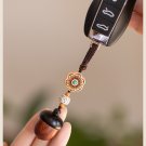 Peach Tree Lotus Pendant Car Key Chains Sandalwood Pinecone KeyChain Handmade Braided rope