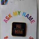 LGBT TRANS GENDER PRIDE PRONOUNS HE/HIM MALE HARD ENAMEL PIN