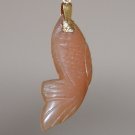 Brown Jade Fish Pendant Charm Yu Wealth Luck