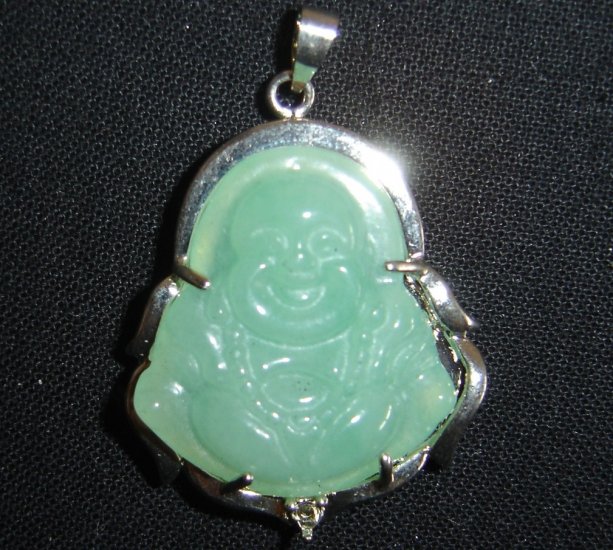 Green Jade Buddha Pendant Luck Fortune Hotei B2