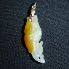 Green and Yellow Jade Fish Pendant Charm Yu Wealth Luck
