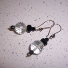Rock Crystal and Black Onyx Sterling Silver Earrings