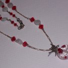 Sparrow Love Bird Necklace on Sterling Silver Chain and Milefori Glass Pendant