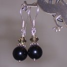 Black Onyx and Swarovski Crystal Earrings on Sterling Silver