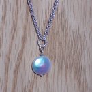 Simple Sterling Silver Chain Necklace with a White Coin Fresh Water Pearl Pendant