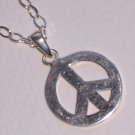 Peace Sign Necklace on Sterling Silver Chain