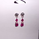 Mini Fuschia Swarovski Crystal Earrings on Sterling Silver Posts