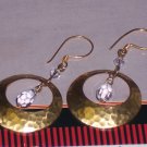 Hammered Brass Hoops and Swarovski Crystal Dangle Earrings FREE SHIPPING TO THE U.S.A.