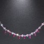 Light Rose and Fuschia Crystal Necklace on Sterling Silver Chain
