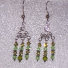 Green Swarovski Crystal and Sterling Silver Chandelier Earrings