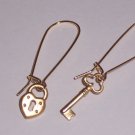 Heart Lock and Key Dangle Asymetric Earrings REDUCED one dollar shipping to the USA
