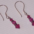 Sterling Silver and Fuschia Swarovski Crystal Earrings